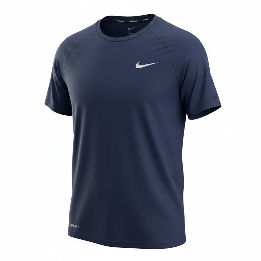 Nike Swim Dri-FIT T-Shirt Activewear UPF40+ Raglan Navy Blue Large
